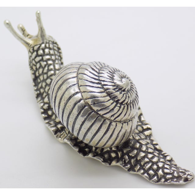 1970s Vintage Italian Genuine Silver 800 Real Size Snail Figurine Vicenza Detailed Rare Decor For Sale - Image 5 of 11