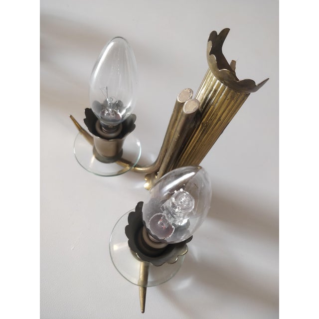 Brass Wall Lamps with Cut Glass, Italy, 1950s, Set of 2 For Sale - Image 10 of 17