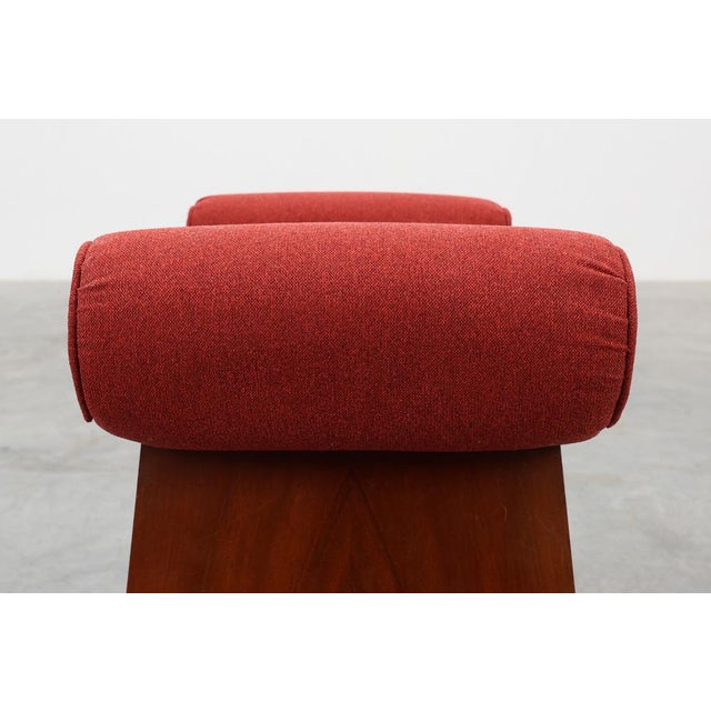 Brown Art Deco Red Ottoman, Belgium, 1920s For Sale - Image 8 of 12