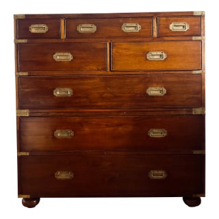 19th Century Mahogany Campaign "Chest on Chest" - Eight Drawers - Brass Hardware For Sale