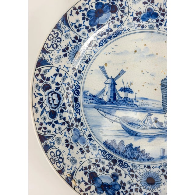 English Dutch Delft Faience Blue and White Charger For Sale - Image 3 of 13