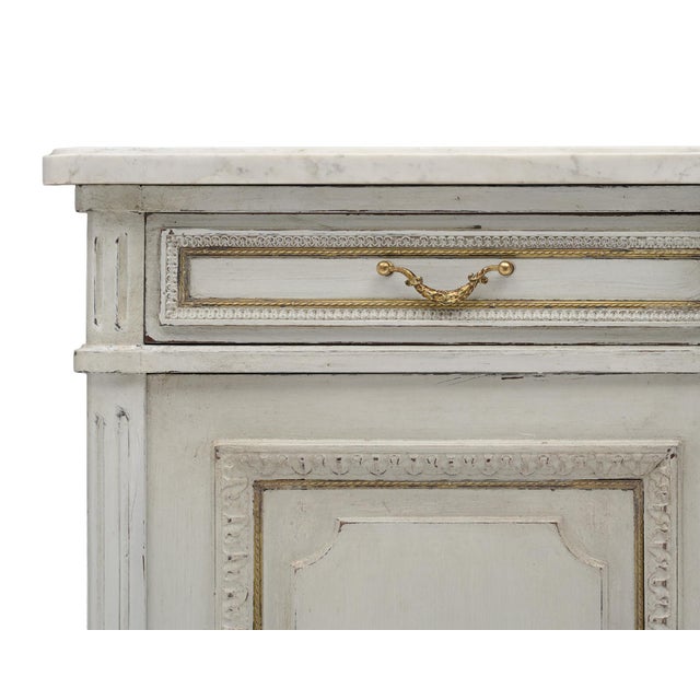 Painted Louis XVI Buffet, French, Carrara Marble, Antique 1920s For Sale In Austin - Image 6 of 9