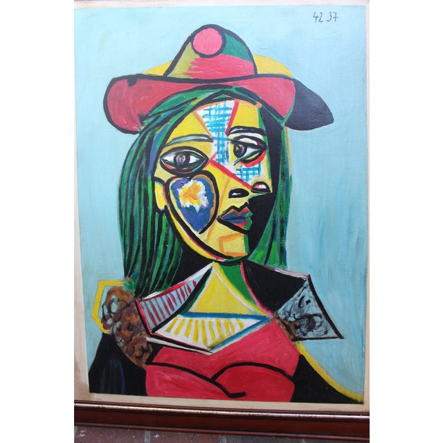 1970s Vintage Cubist Female Portrait For Sale - Image 5 of 5