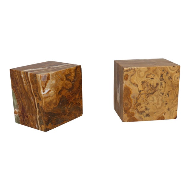 Modern Cube Onyx Bookends, a Pair For Sale - Image 3 of 6