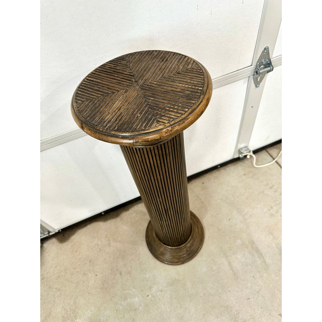 Vintage pencil reed rattan column/pedestal.