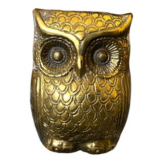 1970s Brass Owl Coin Piggy Bank For Sale