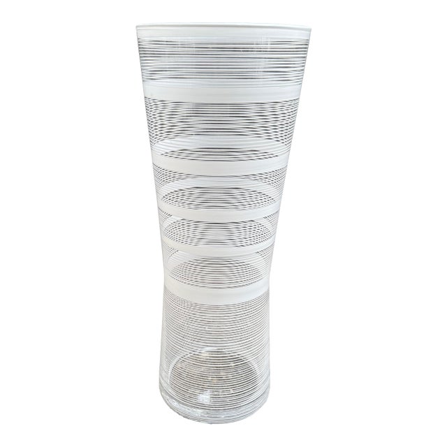 Ingegerd Råman Orrefors Sweden Zvizz Vase White Stripes 10 5/8” H For Sale
