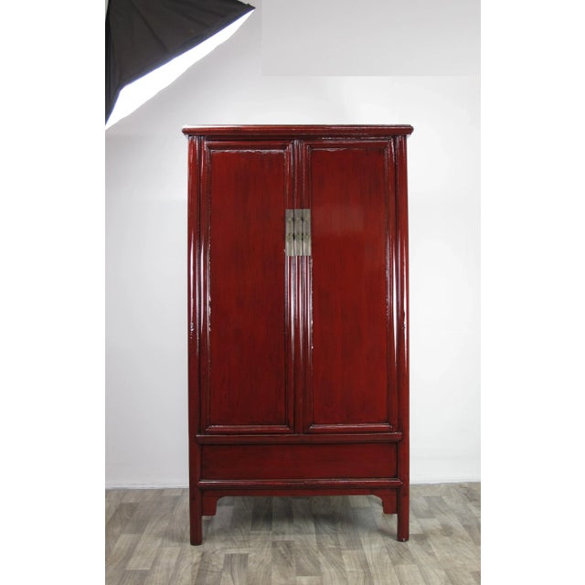 Early 20th Century Early 20th Century Red Lacquer Noodle Cabinet For Sale - Image 5 of 7