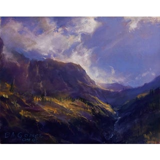 Beneath Ingram Falls Morning by Bruce A Gómez | Pastel on paper Landscape of mountains and sky. For Sale