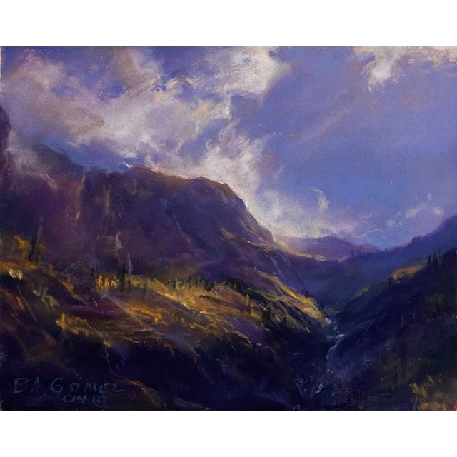 Beneath Ingram Falls Morning by Bruce A Gómez | Pastel on paper Landscape of mountains and sky. For Sale