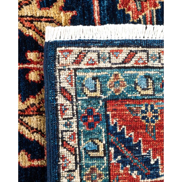 2000 - 2009 Serapi One-of-a-Kind Hand-Knotted Runner Rug - Blue 6' 1" x 8' 10" For Sale - Image 5 of 8