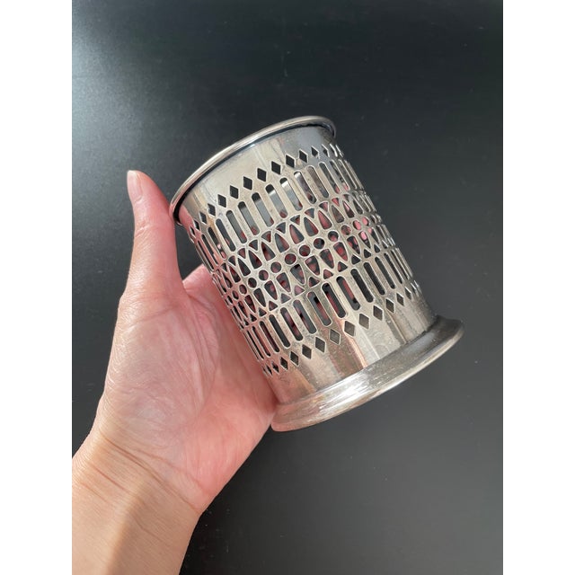Vintage Sheffield Silver Co Pierced Silverplate Jar Holder For Sale - Image 9 of 9