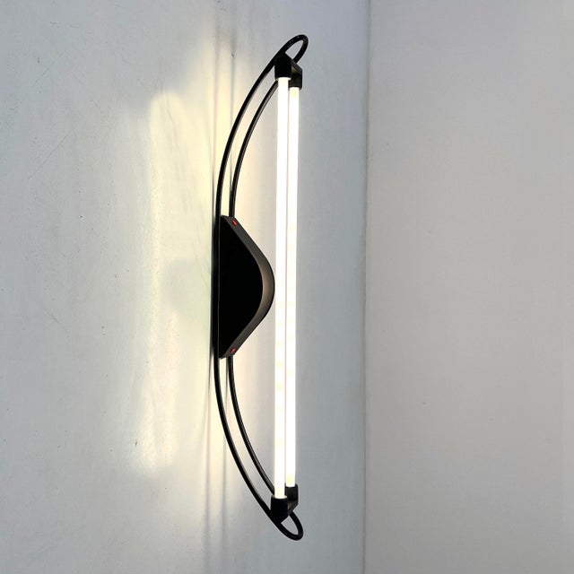 Arched Black Neon Wall Lamp by Gian N. Gigante for Zerbetto, 1980s, in Good conditions. Designed 1980 to 1989 This piece...