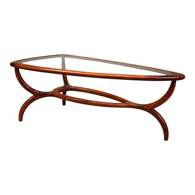 Egg Coffee Table in Caviuna Wood & Glass by Giuseppe Scapinelli, Brazil, 1950s For Sale