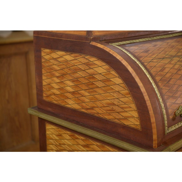 Napoleon III Louis XVI Style Marquetry Cylinder Desk For Sale - Image 12 of 18
