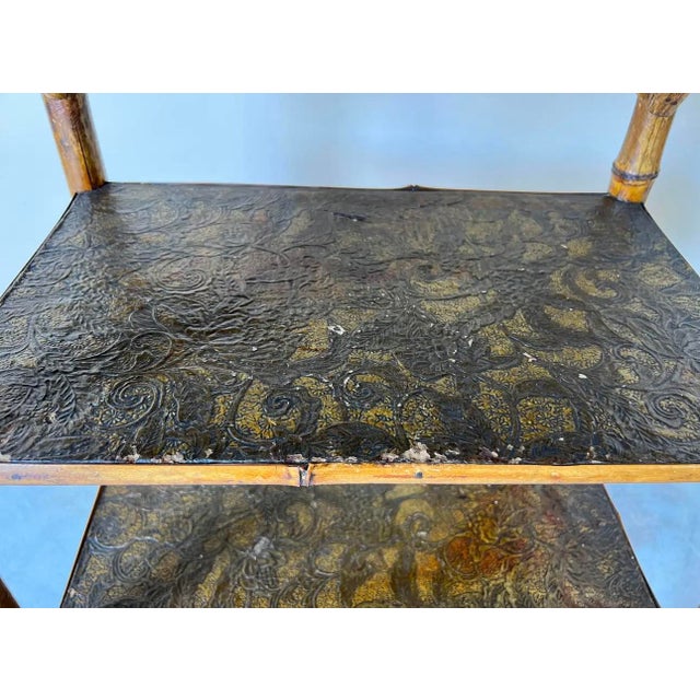 19th Century English Three Tier Bamboo Accent Table For Sale - Image 10 of 11