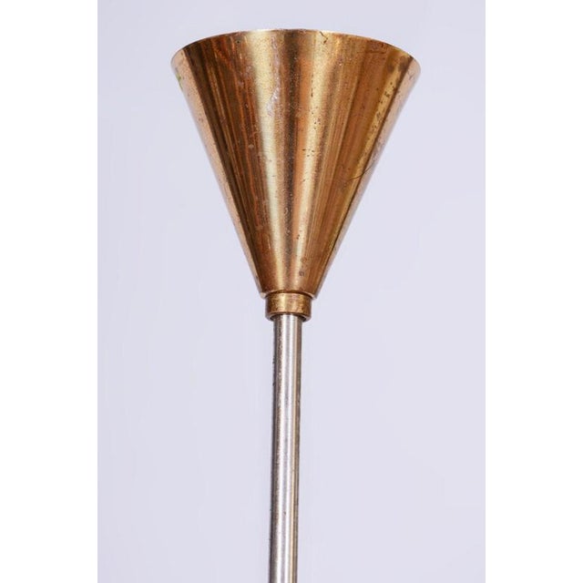 White Mid-Century Modern Pendant Light in Chrome and Brass by Kamenický Šenov, Czech, 1960s For Sale - Image 8 of 9