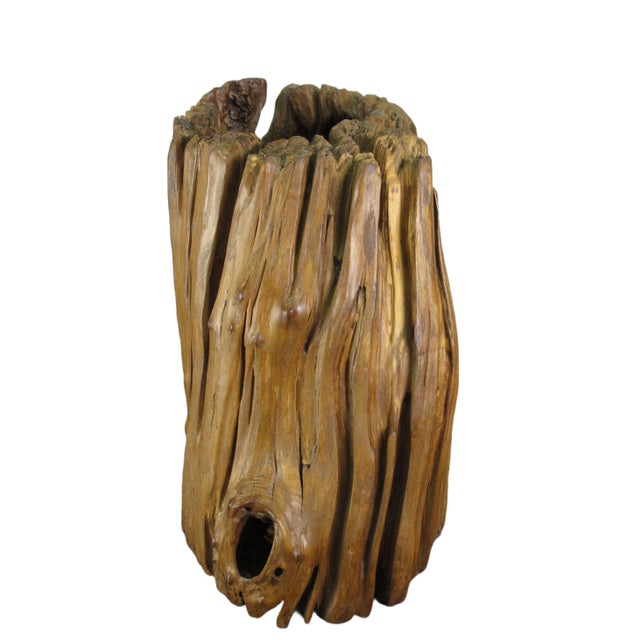 This vintage wooden sculpture is a natural-formed beauty that exudes an aura of tranquility and serenity. Measuring 14...