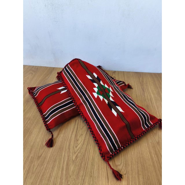 Red Tapestry Pillowcases, 1960s, Set of 3 For Sale - Image 8 of 18