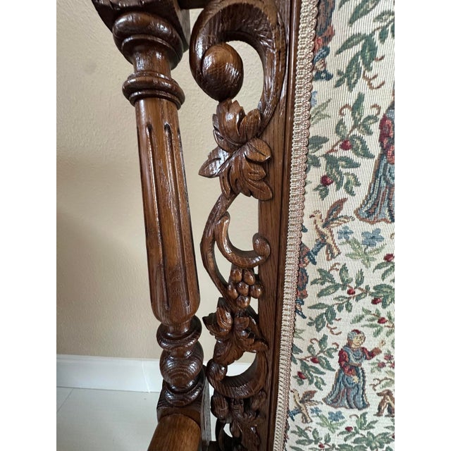 Brown French Louis XIII Hunting Style Carved Walnut Armchair, Circa 1860 For Sale - Image 8 of 12