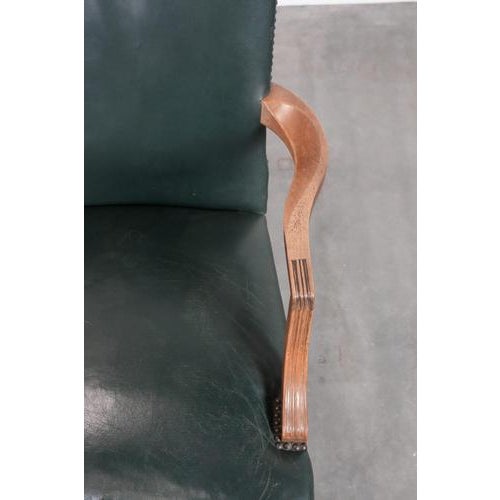 Green English Green Cowhide and Wooden Gainsborough Desk Chair For Sale - Image 8 of 13