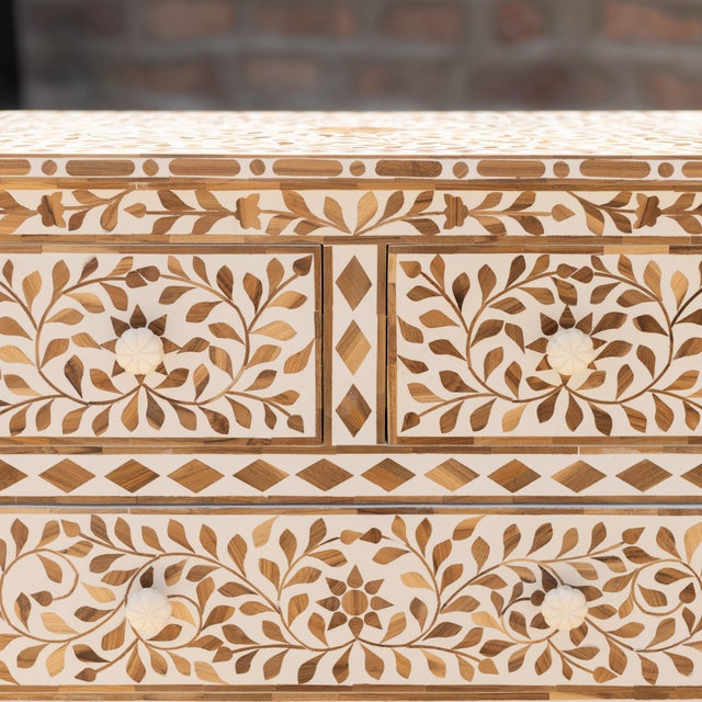 Not Yet Made - Made To Order Arabesque Teak Wood Inlay Four-Drawer Chest by House of Jaipur For Sale - Image 5 of 7