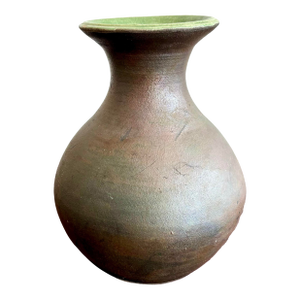 Vintage Boho Bulbous Earth Toned Vase With Matte Finish