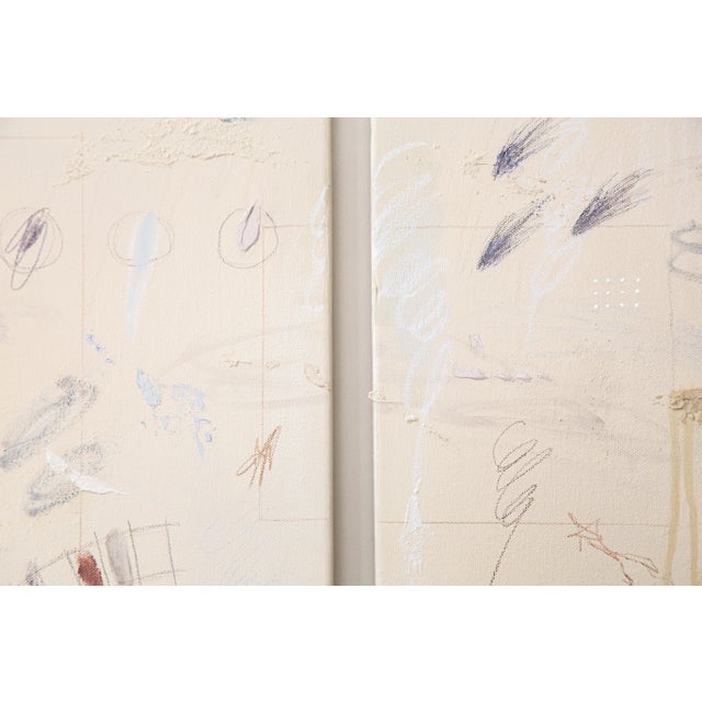 Large Original Beige Abstract Diptych Painting by Margot Sinclair For Sale In New York - Image 6 of 10