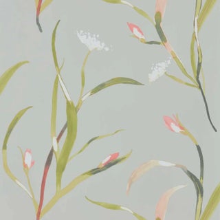 Harlequin Saona Wallpaper in Coral/Silver For Sale