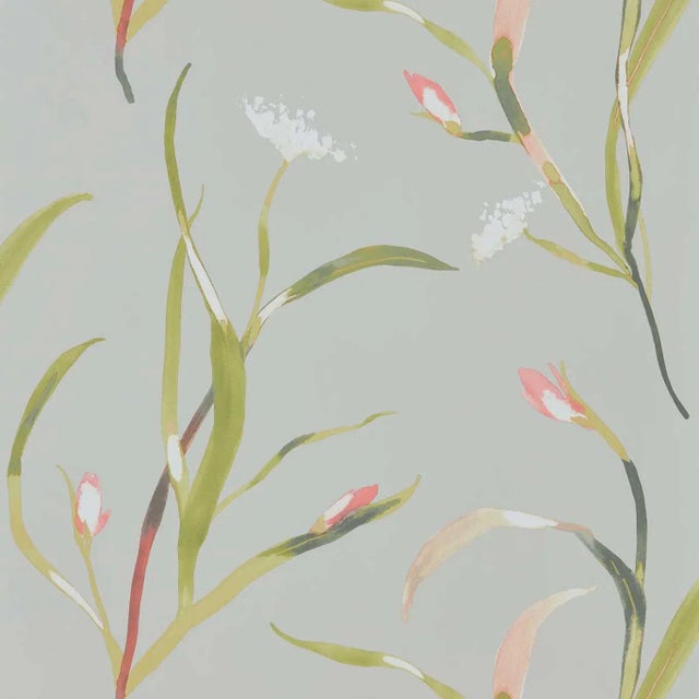 Harlequin Saona Wallpaper in Coral/Silver For Sale