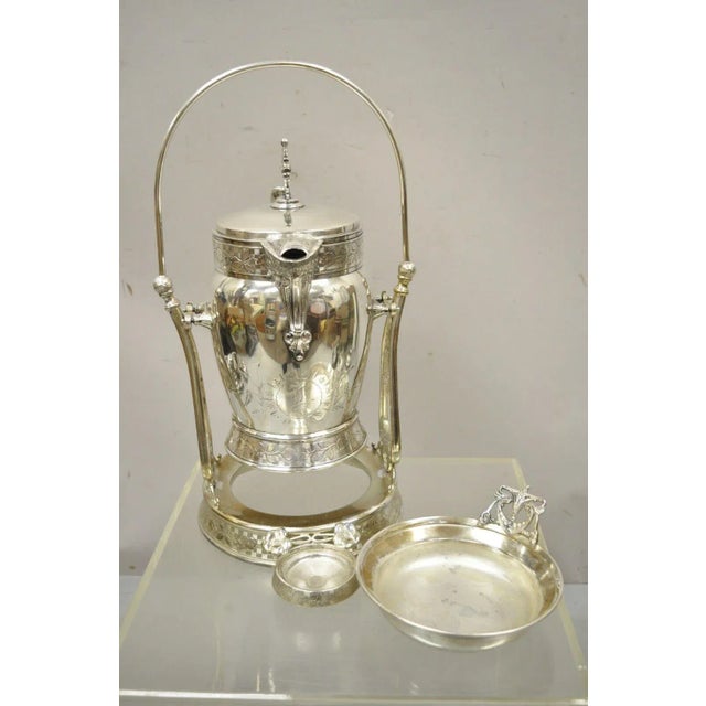 19th C Wilcox Silverplate Victorian Ornate Water Lemonade Pitcher on Tilt Stand For Sale - Image 9 of 13