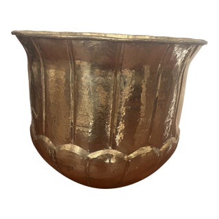 Large Hollywood Regency Brass Lotus Jardiniere For Sale