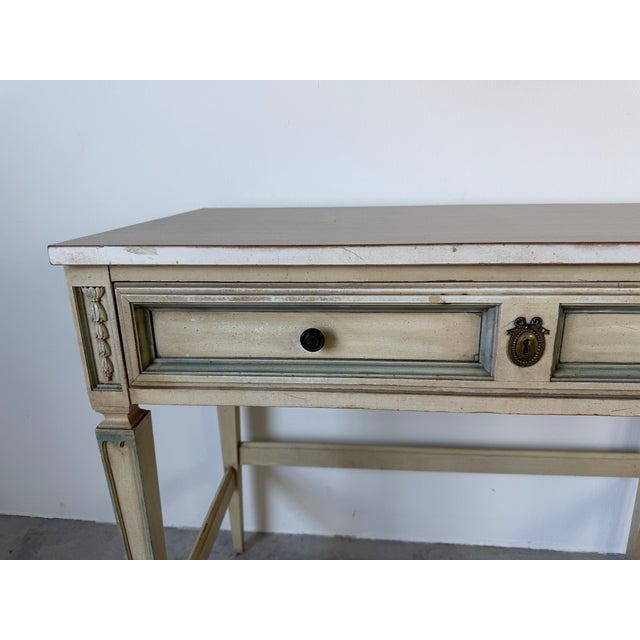 Wood Vintage French Provincial Style Writing Desk For Sale - Image 7 of 17