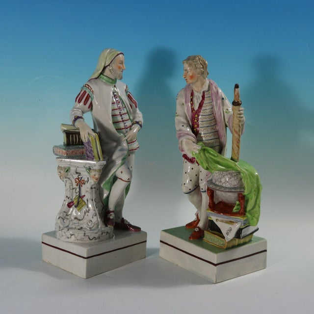 White Pair Ralph Wood Staffordshire Pearlware Figures Chaucer & Newton For Sale - Image 8 of 18