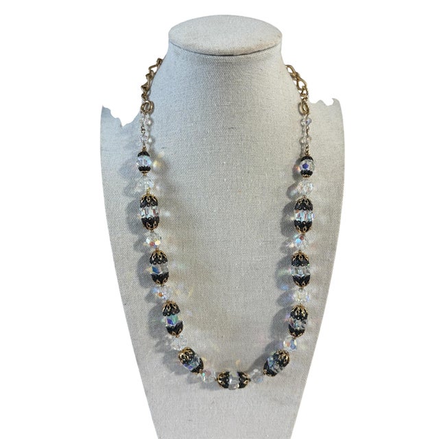 Mid-Century Modern Vintage Czech Cristal Necklace With Gold Tone Chain For Sale - Image 3 of 6