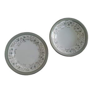 Pair of 1940s Noritake China 'Meredith' Gray Floral Bowls