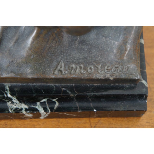 Antique Auguste Moreau French Bronze Seated Young Woman Sculpture For Sale - Image 9 of 13