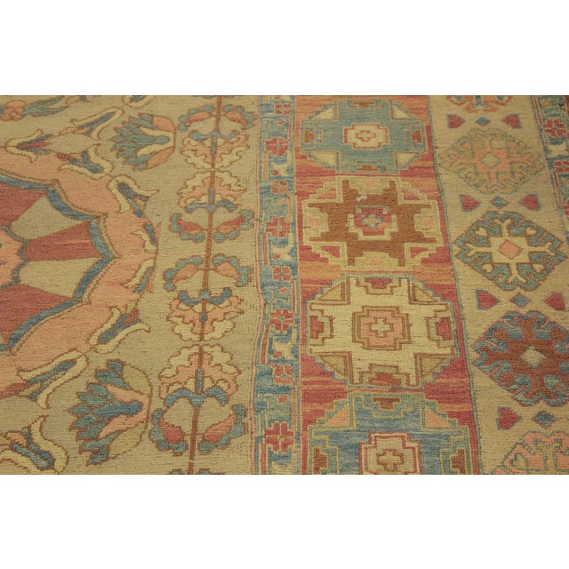 Textile 1980s Semi Vintage Soumakh Tan & Orange Rust Wool Rug- 9′11″ × 13′ For Sale - Image 7 of 10