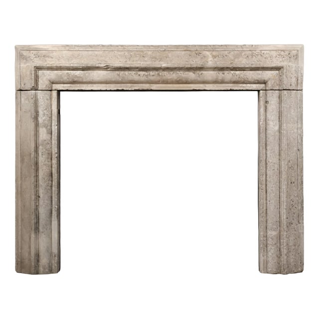 Antique Italian Limestone Fireplace Mantel with Bolection Profile, 1600s For Sale