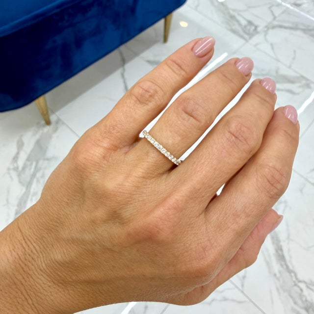 14k Yellow Gold 0.34ct Round Brilliant Lab Grown Diamond Half Eternity Band, Size 5.5 For Sale - Image 9 of 9