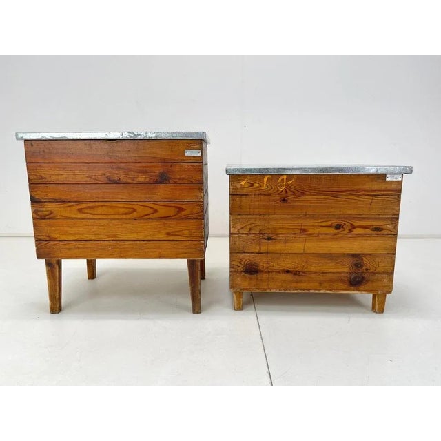 Gold Vintage Industrial Nightstands, 1950s, Set of 2 For Sale - Image 8 of 13
