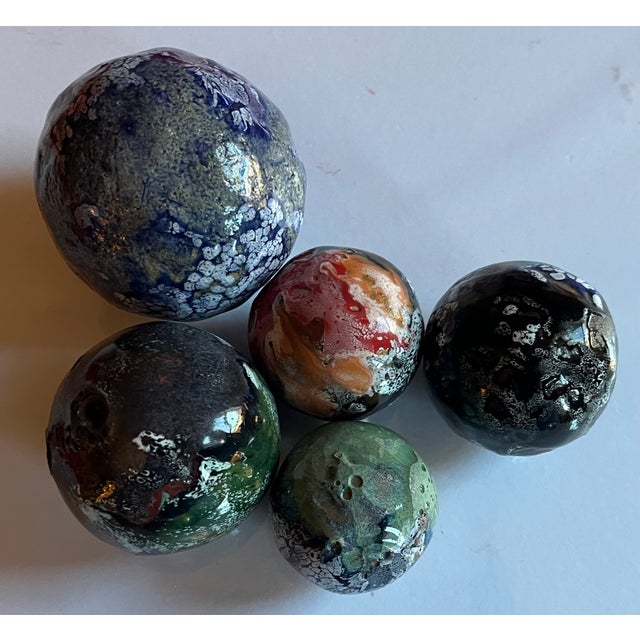 Modernist Mid-Century Sculpture of Experimental Glazed Pottery Moon Balls - Set of 5 For Sale - Image 11 of 16