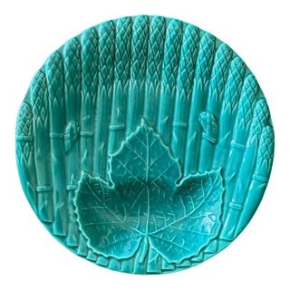 Vintage French Green Majolica Asparagus Plates - 10”, Sold Individually For Sale