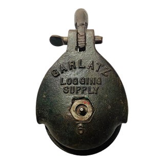 Early 20th Century Antique Iron Industrial Pulley/ Rigging Block For Sale