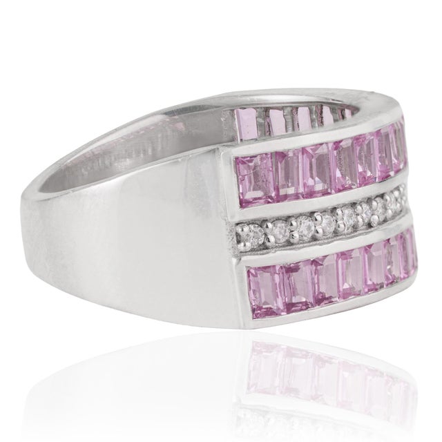 Not Yet Made - Made To Order Blush Horizon 3.16 Ct Pink Sapphire & Diamond Band Ring for Christmas Gift, Size 6.5 For Sale - Image 5 of 13