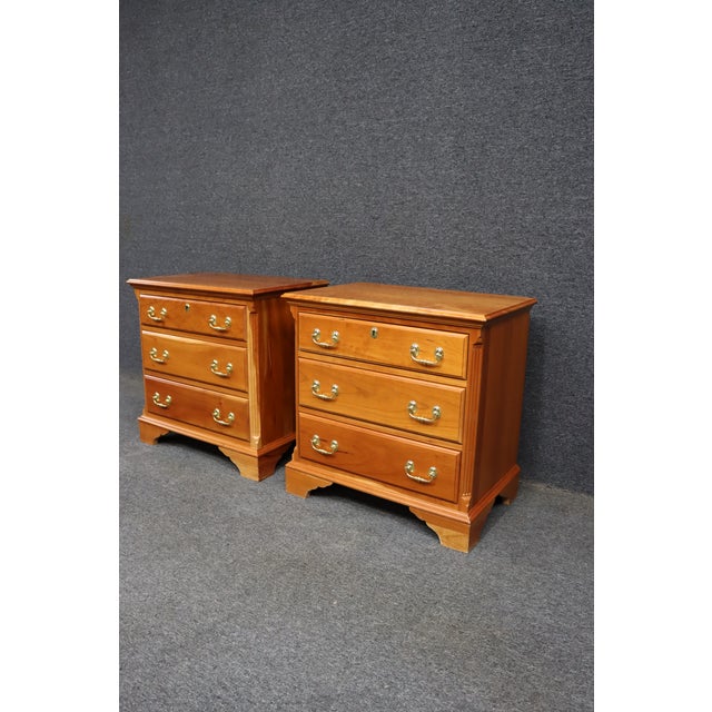 Harden Furniture Pair of Harden Cherry Three Drawer Nightstands For Sale - Image 4 of 16