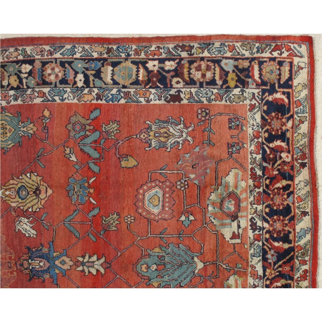 Antique North West Persian Carpet, Handmade Rust Red, Navy, Wool, Allover Design For Sale - Image 4 of 6