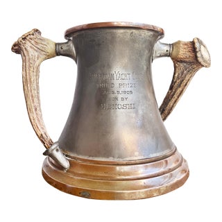 Antique 1905 American Yacht Club Trophy With Antler Handles For Sale