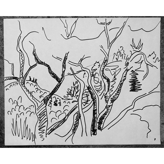 Forest drawing by Vermont artist Frank Wallace (1915/18-2003). Wallace was born in Toledo, Ohio and grew ip in...