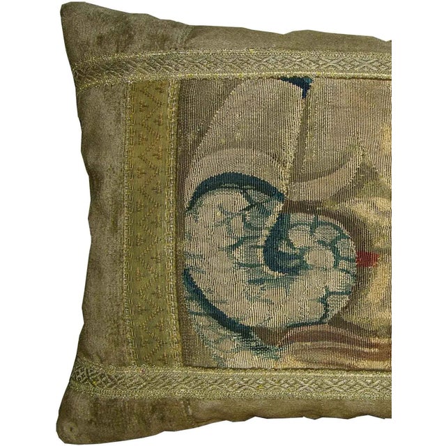 17th Century Antique Brussels Tapestry Pillow For Sale - Image 4 of 9